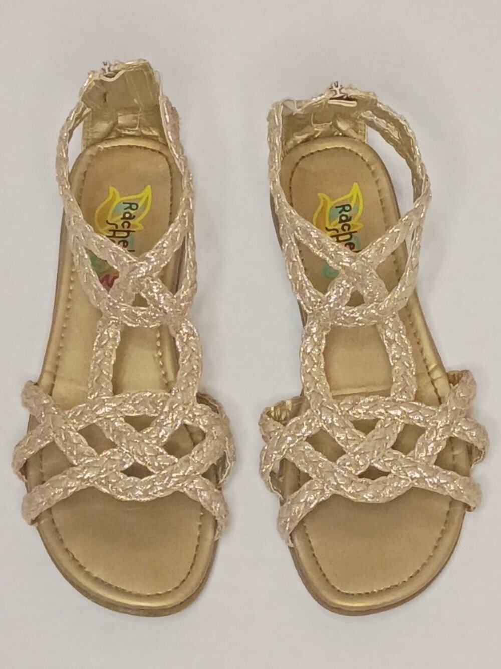 Rachel Shoes Girls Sandals Size 4 | Gold Glitter Back Zip Dress Shoes